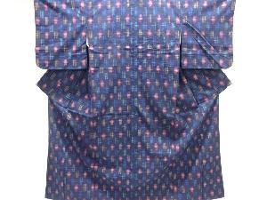 絣柄織り出し手織り節紬着物